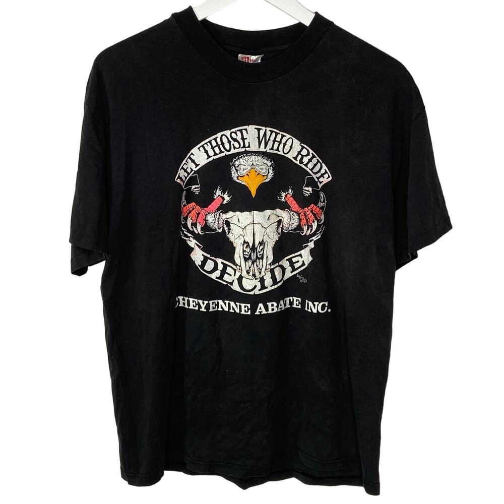 Vintage Single Stitch Biker Let Those Who Ride Decide T Shirt - Large